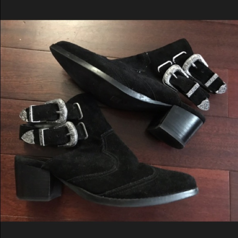Black Ankle Boots with Belt Buckles